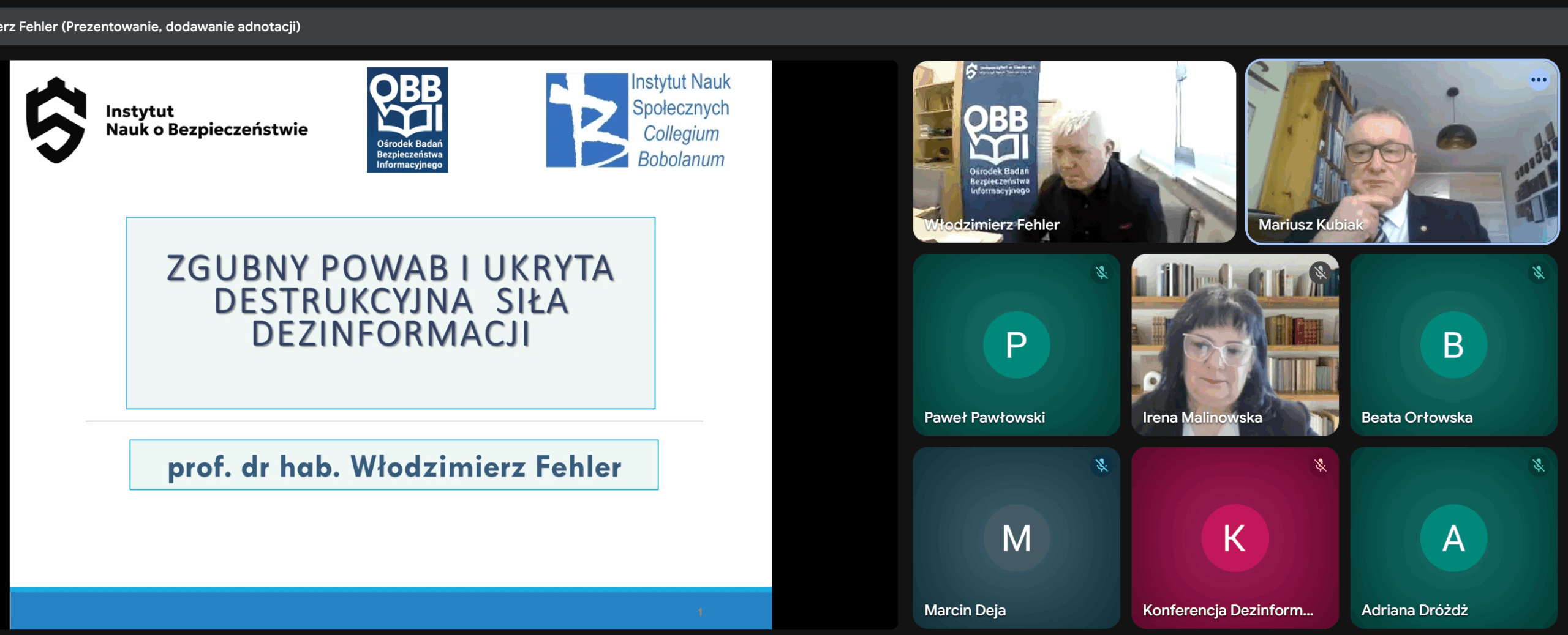 Przedstawiciele OBBI na I OKN z cyklu „Cyberbezpieczeństwo i dezinformacja w XXI wieku” pt. „Dezinformacja jako wyzwanie cywilizacyjne i zagrożenie bezpieczeństwa. Przeszłość, teraźniejszość, przyszłość”